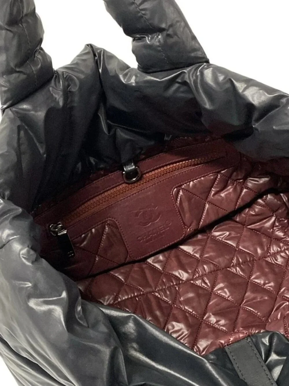 CHANEL Coco Cocoon PM Black Nylon Leather Tote Bag